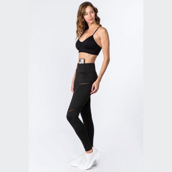 Slash Mesh Workout Leggings Black - Picture 3 of 5